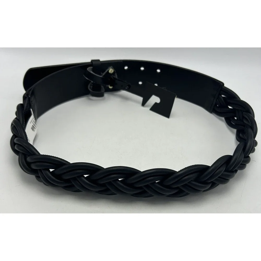 Express Braided Belt Womens S M Black Faux Leather New Capsule Casual Hippie